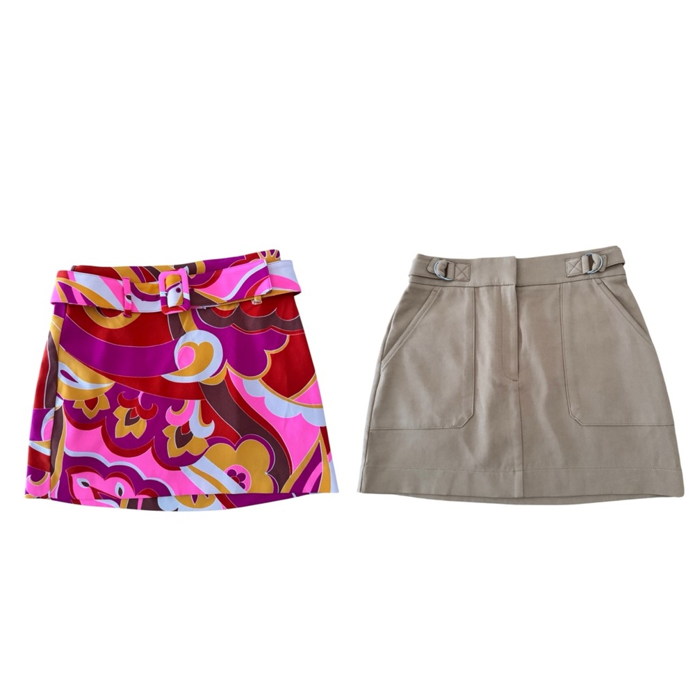 Express Pink Patterned and Tan Mini Skirt bundle of 2 sizes small